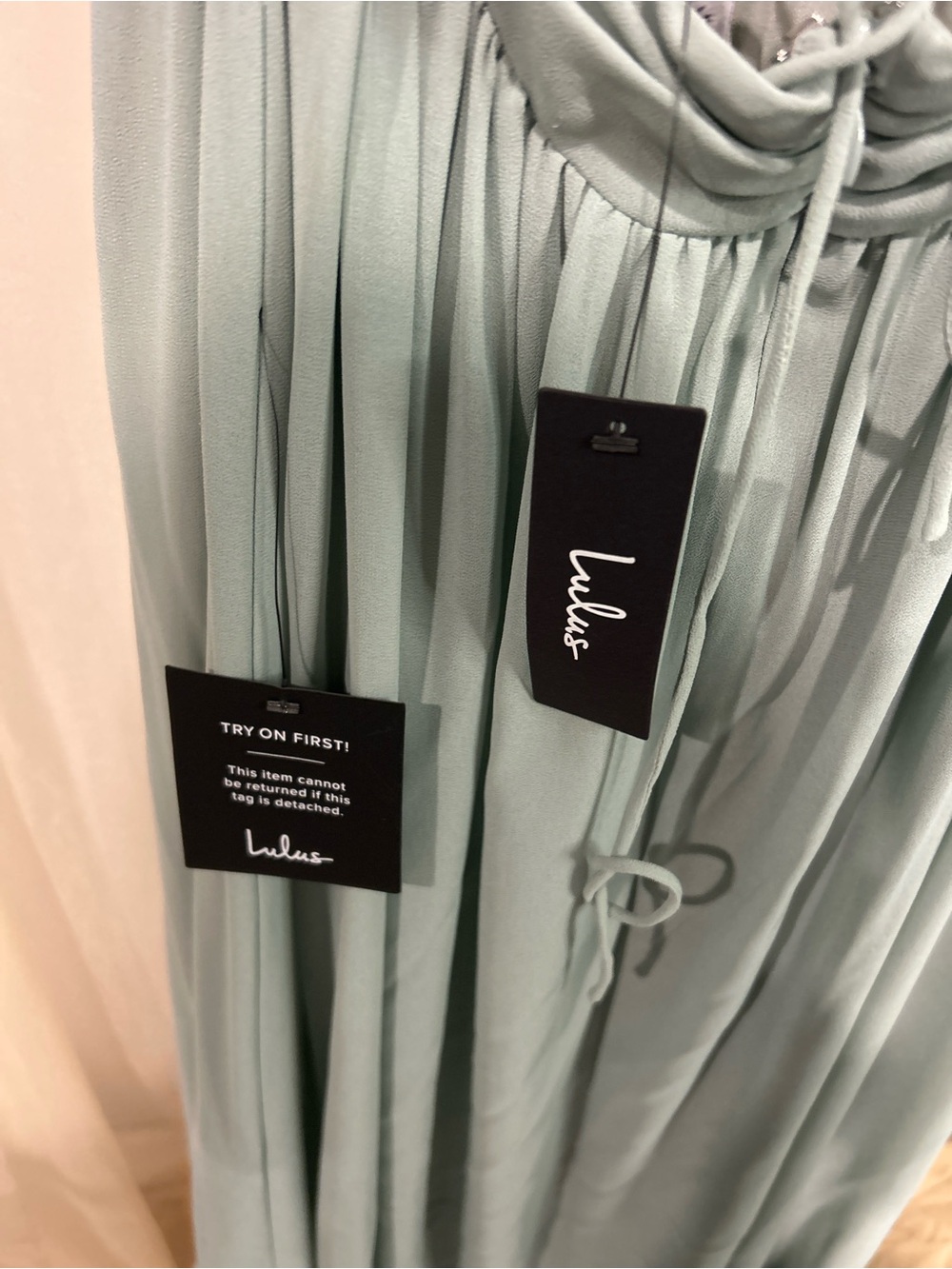 Lulus Sage Green Ruffle Lace-Up Back Maxi Dress NWT Medium - Picture 7 of 9